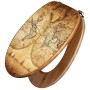Banjado WC-Sitz aus Bambus mit Weltkarten-Motiv. Toilettendeckel aus Holz für Standard-WCs.
