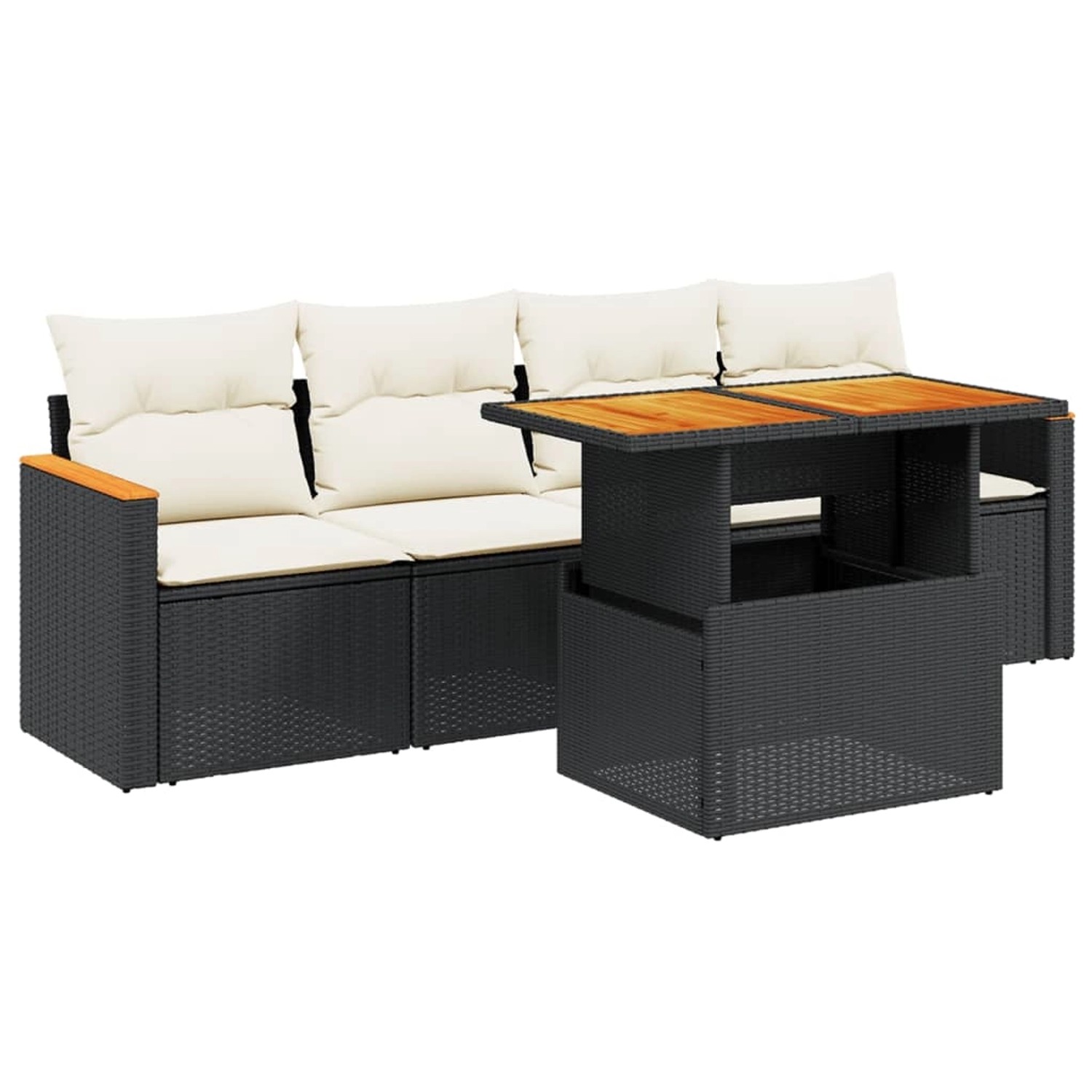 vidaXL 5-Tlg Garten-Sofagarnitur mit Kissen Schwarz Poly Rattan 3272953 günstig online kaufen