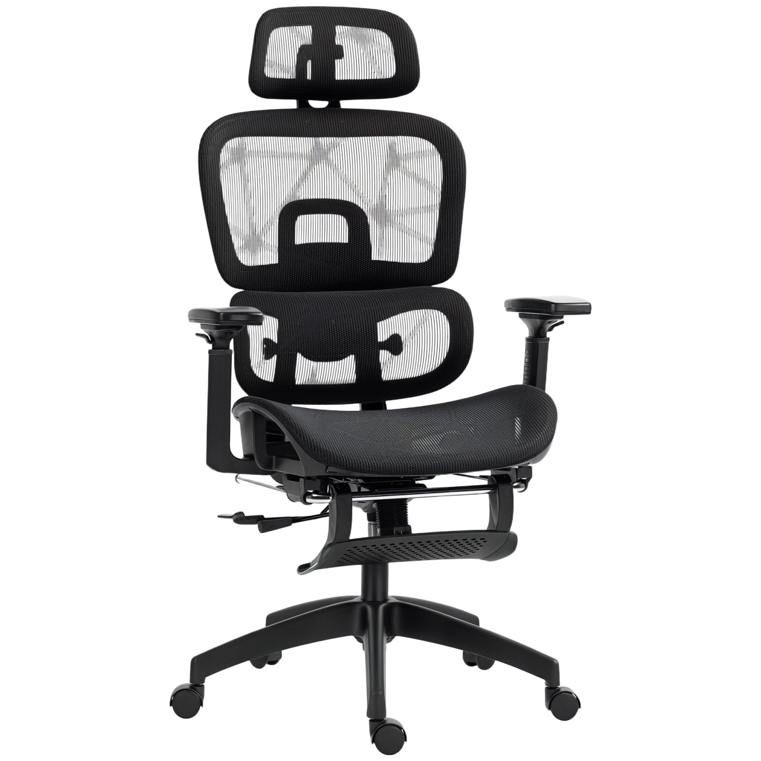 HOMCOM Bürostuhl mit Armlehne Polyester Schwarz 66L x 64B x 114-122H cm günstig online kaufen