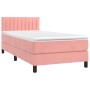 Rosa vidaXL Boxspringbett mit Matratze (90x190 cm) aus Samt. Bett mit Kopfteil und Matratzenauflage.