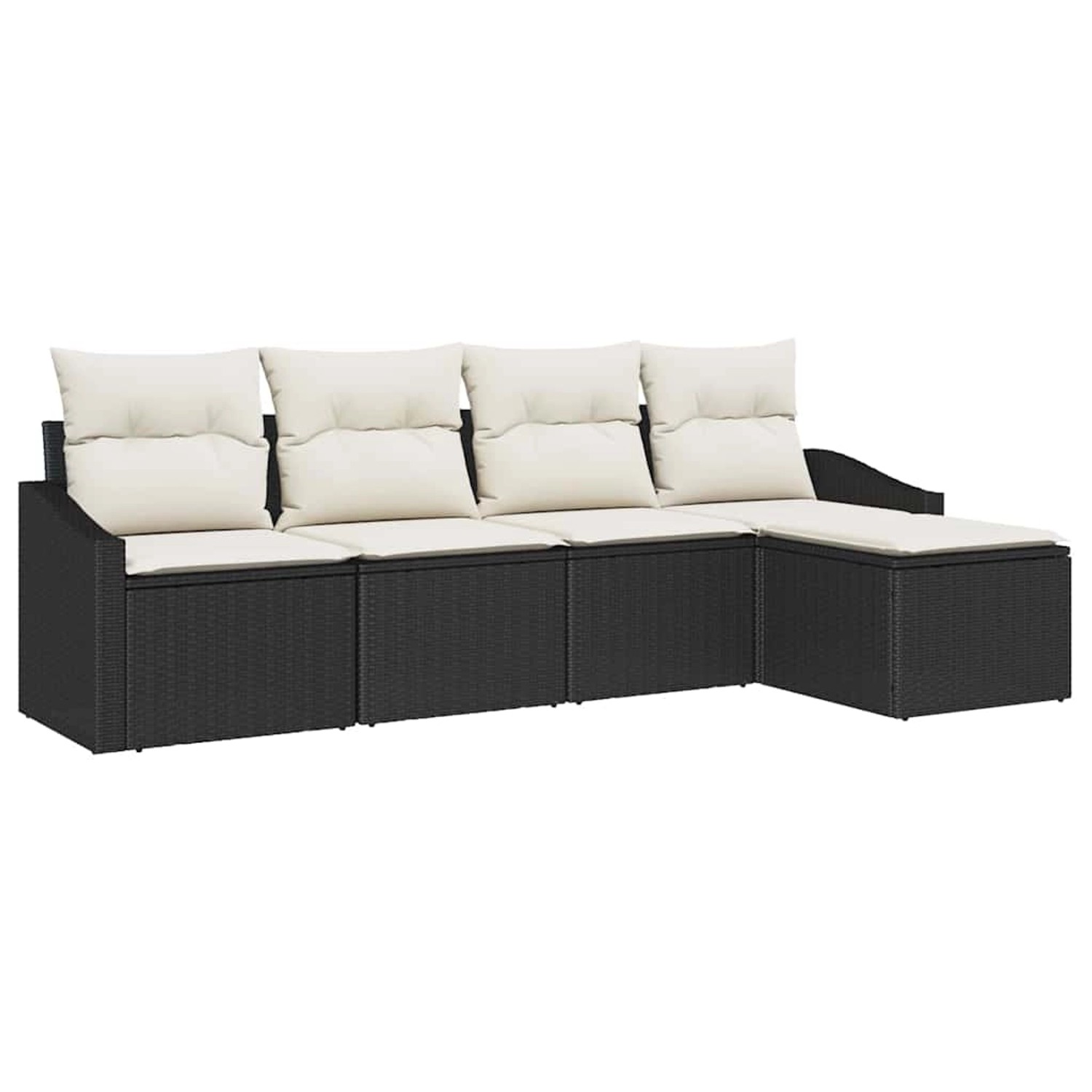 vidaXL 5-Tlg Garten-Sofagarnitur mit Kissen Schwarz Poly Rattan 3346677 günstig online kaufen