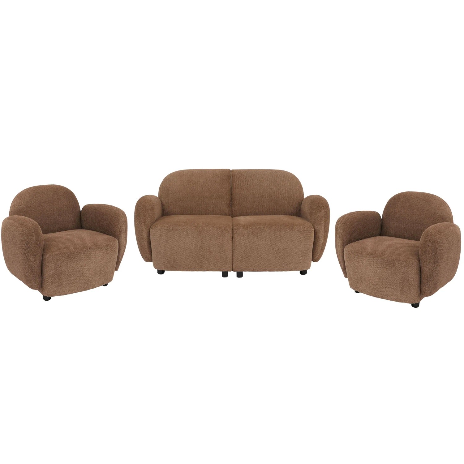 MCW Wohnzimmer-Set P33 Stoff/Textil Chenille Öko-Tex Braun