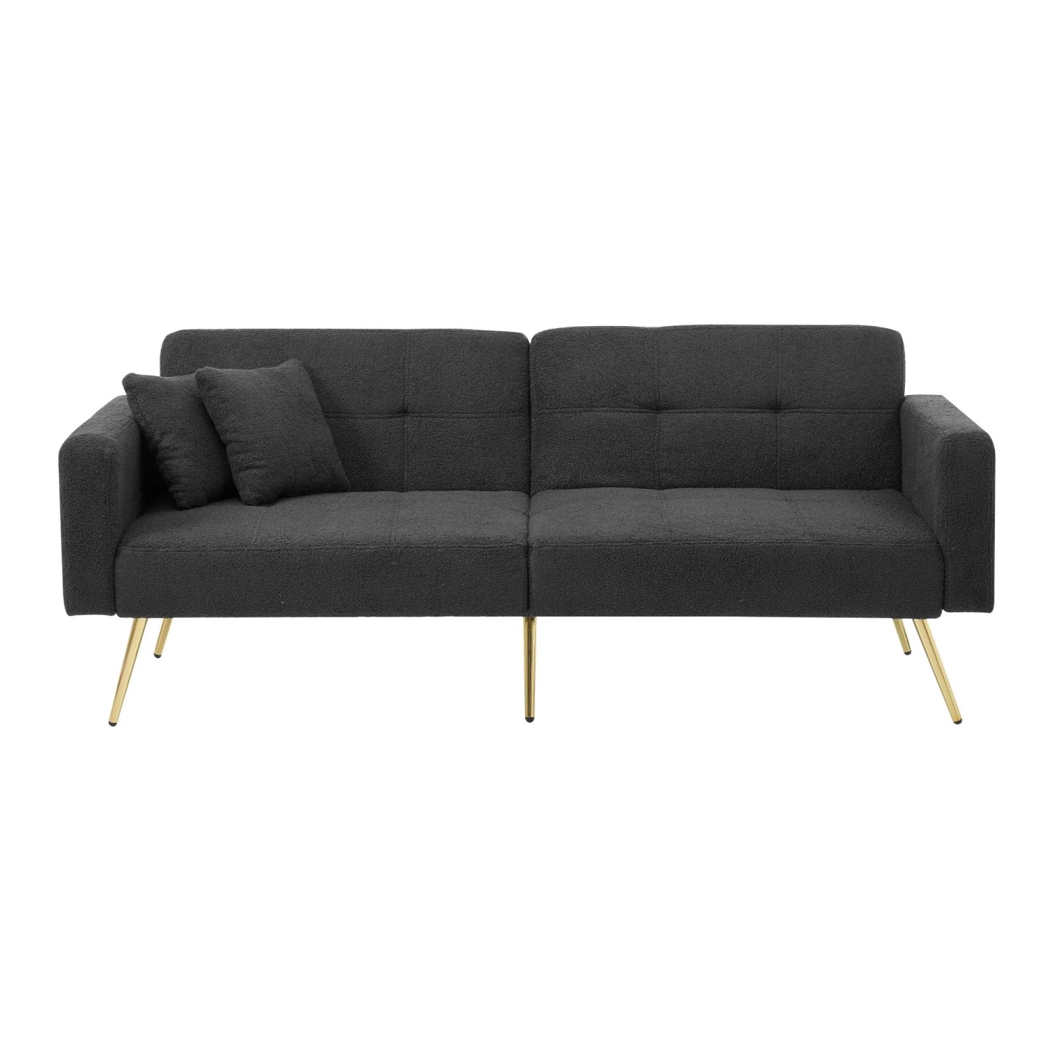 Merax Schlafsofa Bettfunktion Gold Beine Kissen