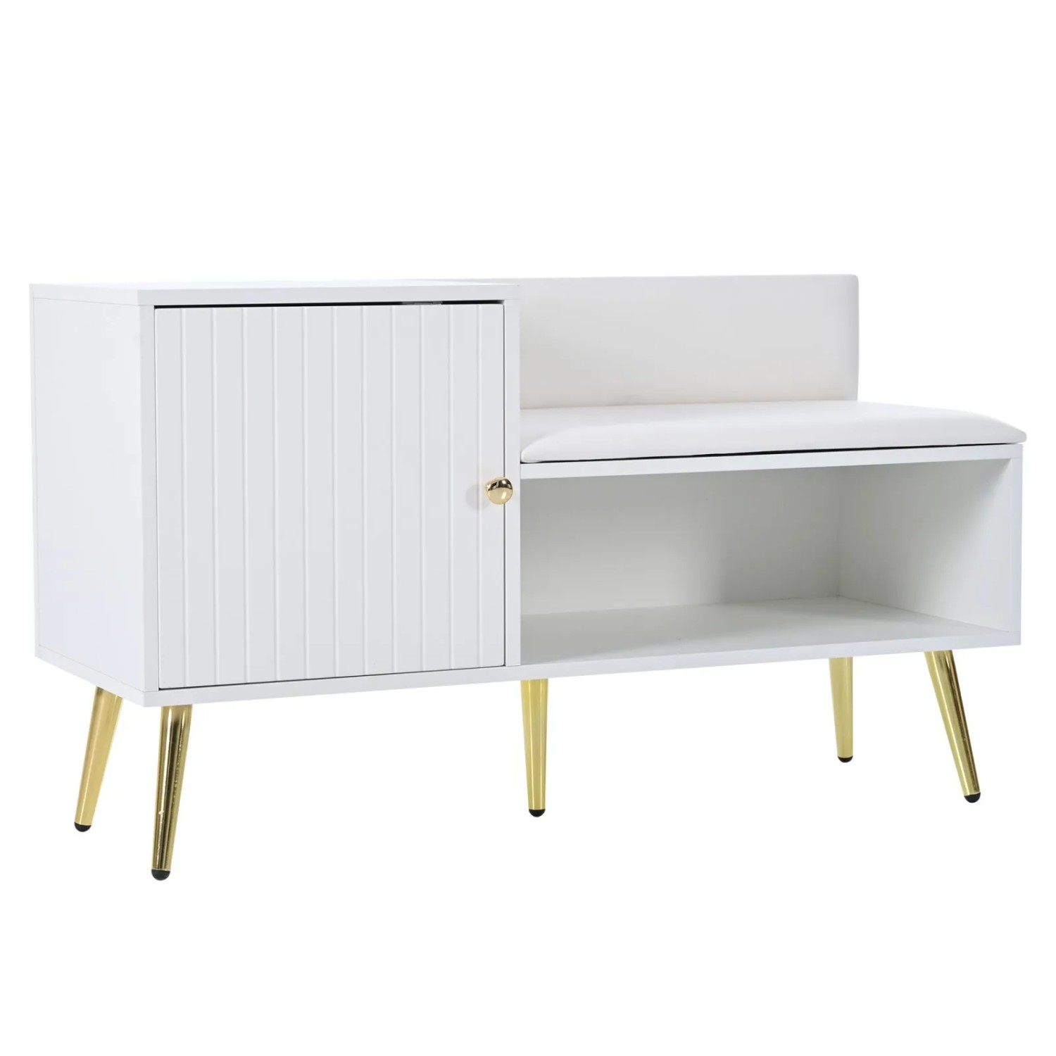 PXloue Schuhbank Schuhkipper mit Stauraum&Sitzbank Weiß  100 x 38 x 58 cm
