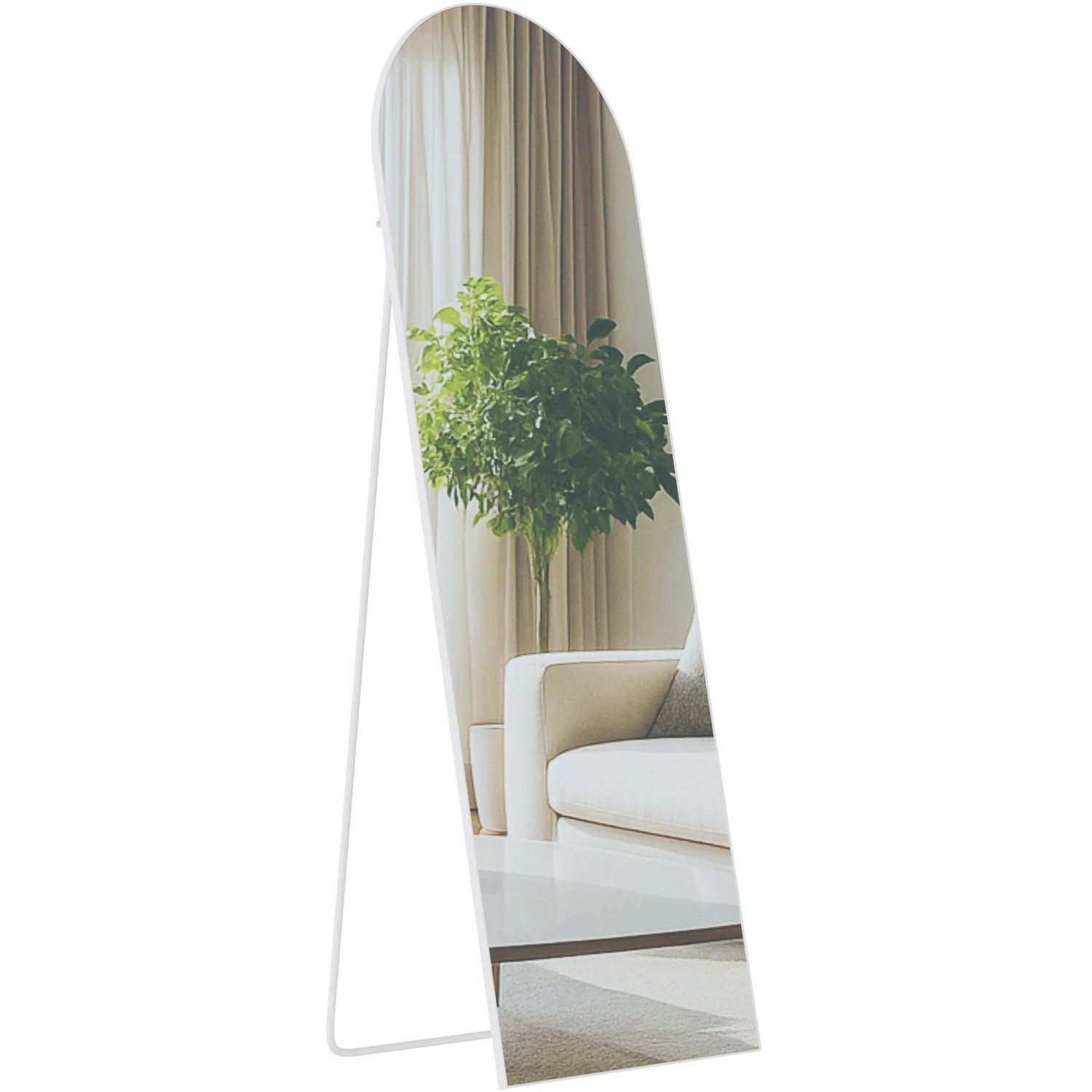 DELUKE Standspiegel MALAGA Glas Weiß Matt 50x3x150cm Ganzkörperspiegel Freistehender Spiegel Groß Schlafzimmer