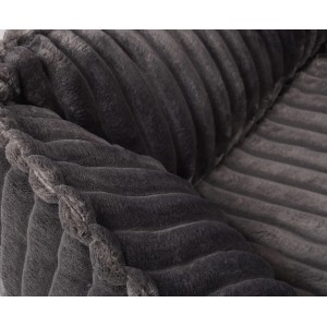 Detailansicht: Graues Knuffelwuff Hundebett Sedona aus Breitcord, orthopädisch und komfortabel.