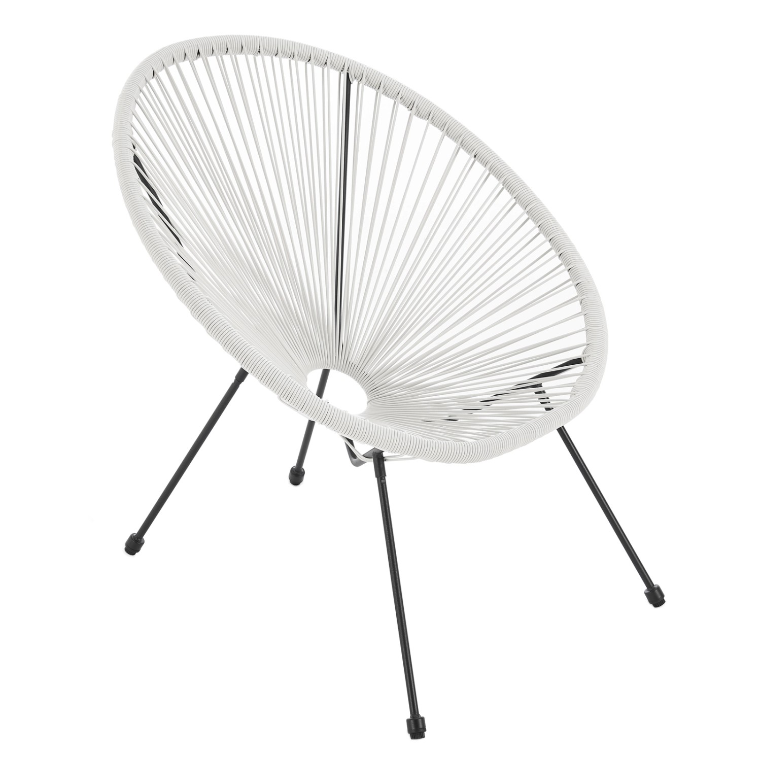 Weißer Svita Bali Sessel im Flecht-Design für Balkon/Garten. Lounge Möbel aus Polyrattan.