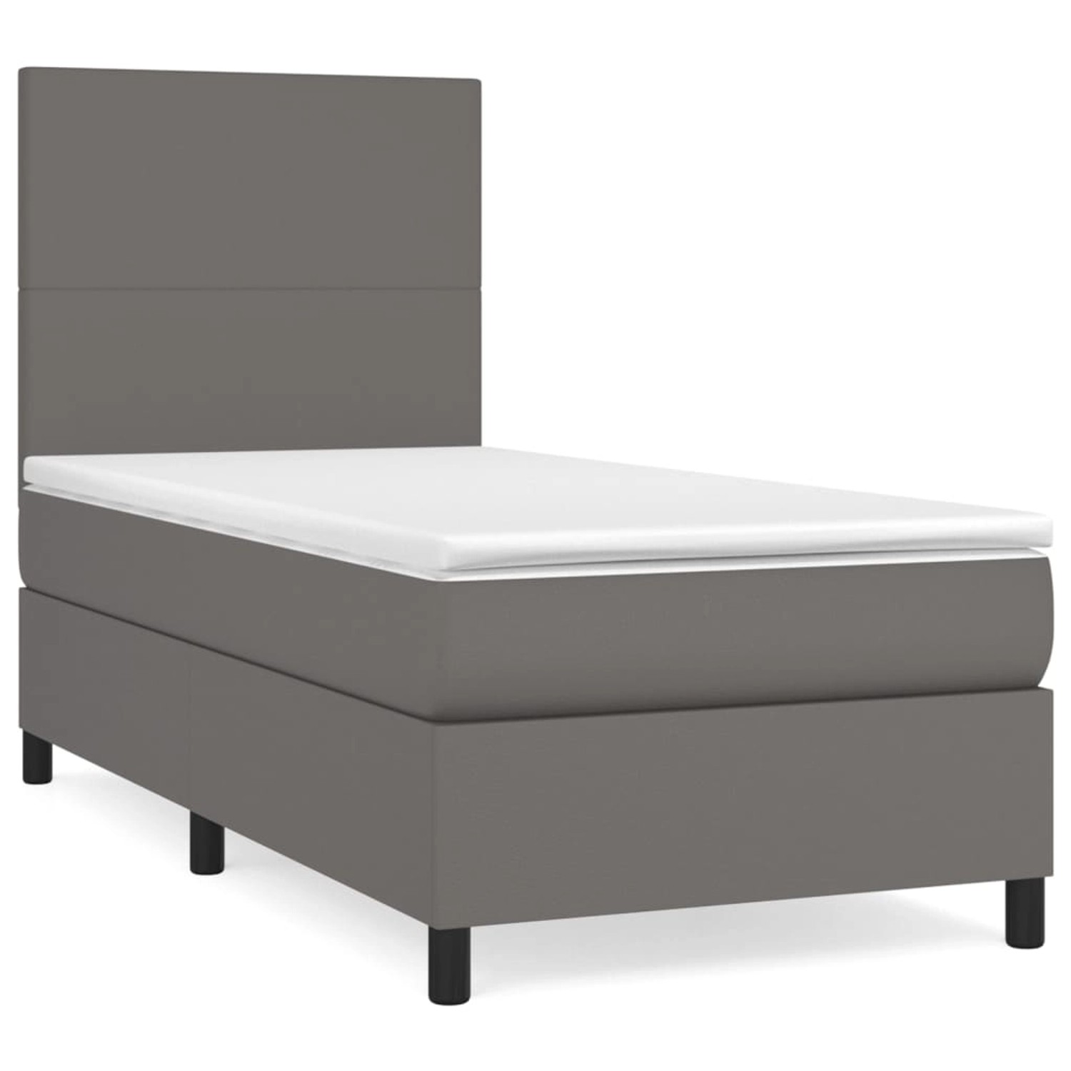 vidaXL Boxspringbett mit Matratze Grau 90x190 cm Kunstleder1466095 günstig online kaufen