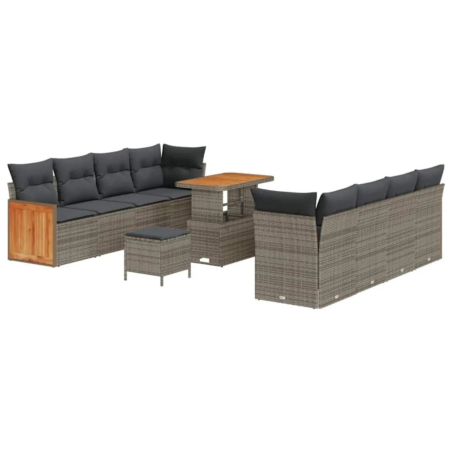 vidaXL Gartensofa-Set mit Kissen 11 Stk Grau 3363283