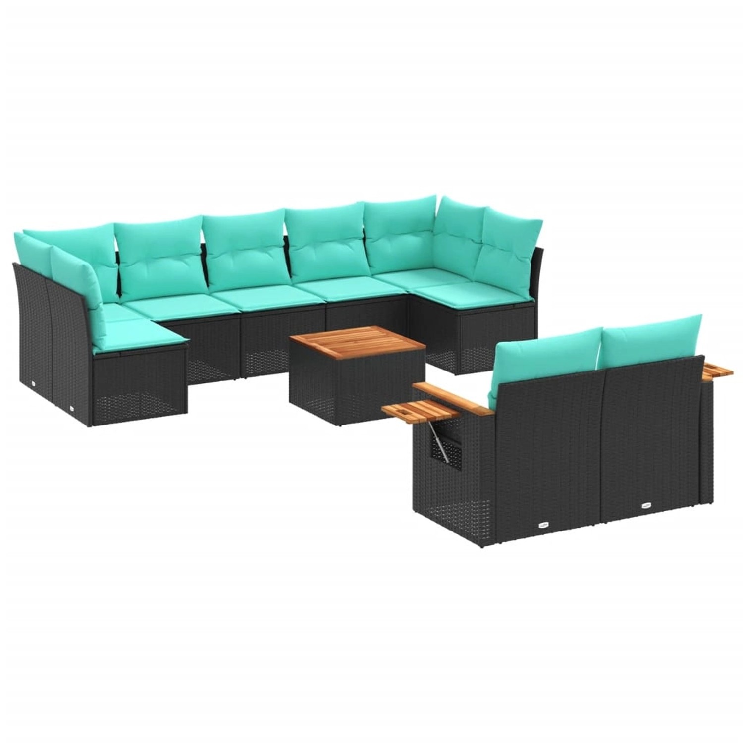 vidaXL 10-Tlg Garten-Sofagarnitur mit Kissen Schwarz Poly Rattan 3227135 günstig online kaufen