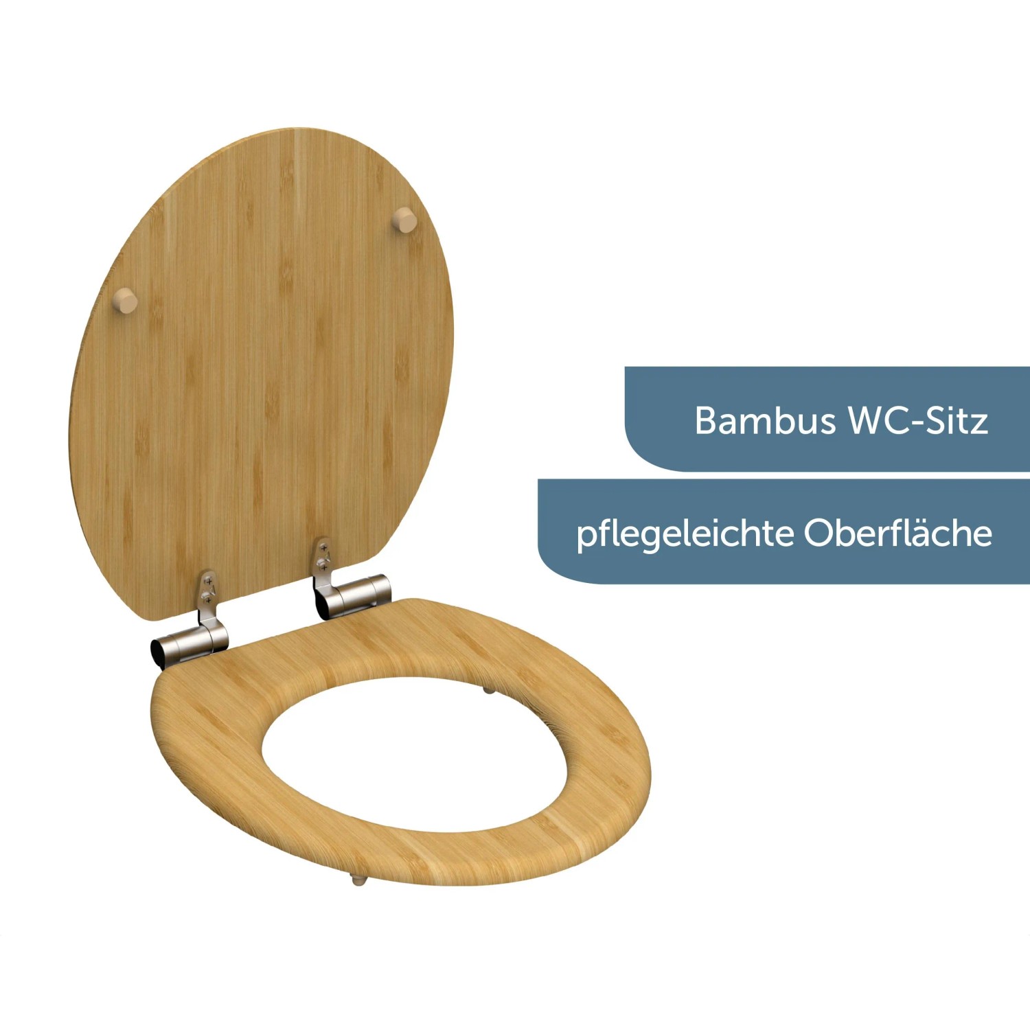 Schütte WC-Sitz Bambus mit Absenkautomatik, O-Form, helle Holzoptik.