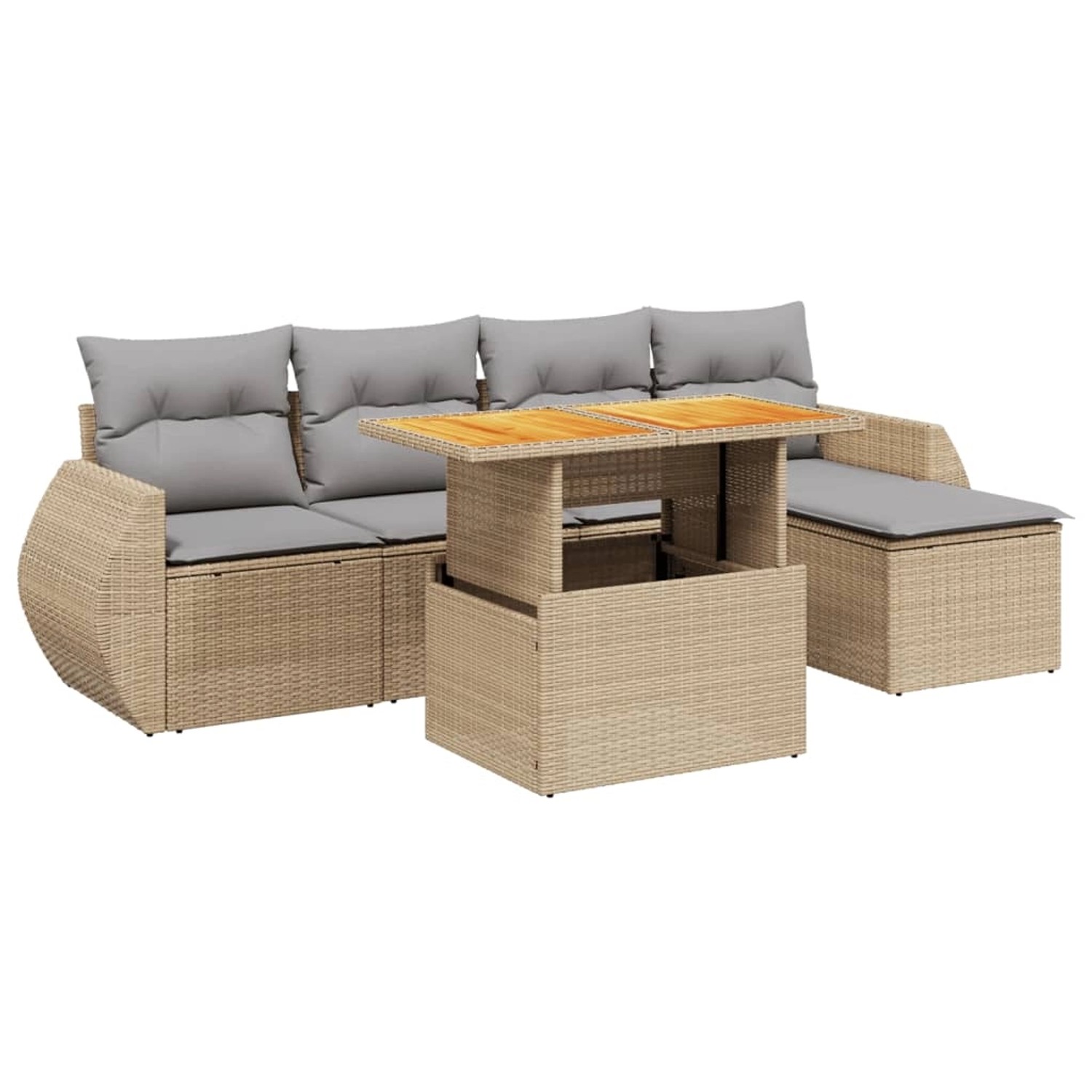 vidaXL 6-Tlg Garten-Sofagarnitur mit Kissen Beige Poly Rattan 3272172 günstig online kaufen