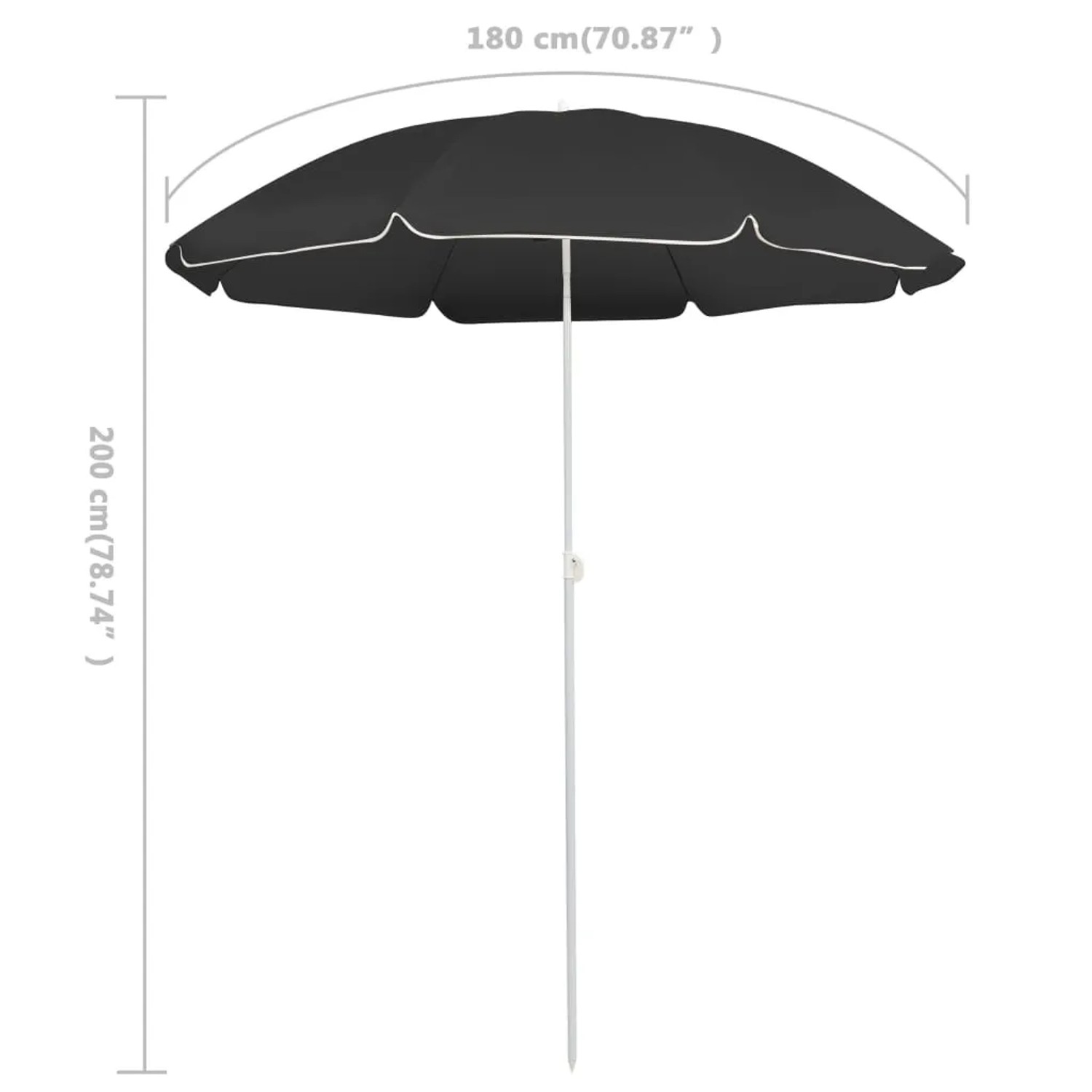 furnicato Sonnenschirm, anthrazit, 180 cm Durchmesser. Balkonschirm mit Stahlmast.