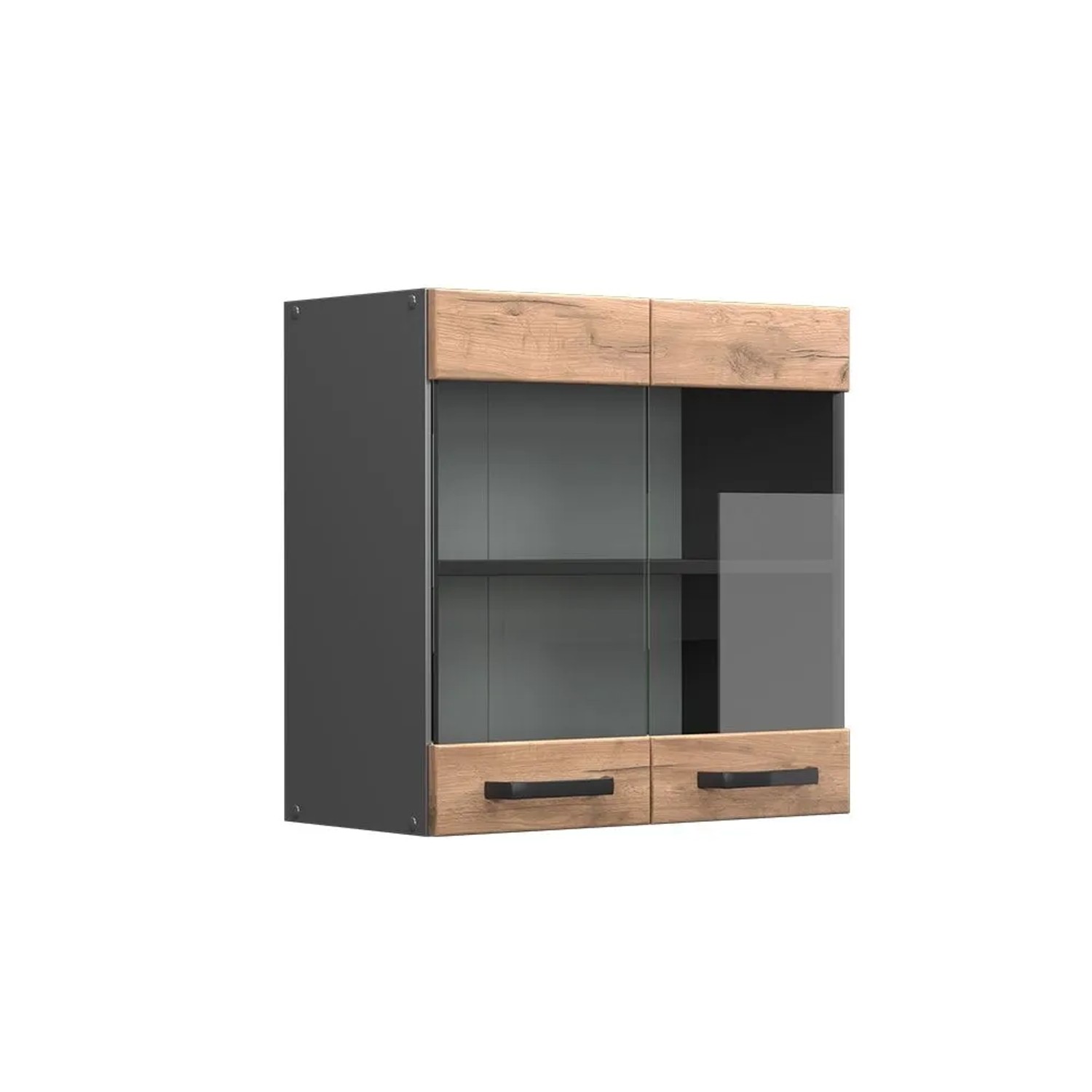 Vicco Küchenglasschrank R-Line Glashängeschrank Goldkraft Eiche Anthrazit 60 cm