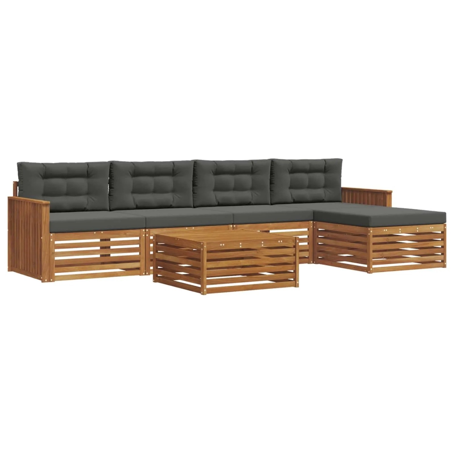 vidaXL Outdoor-Sofagarnitur mit Kissen 6-Tlg Natur und Anthrazit 3373337