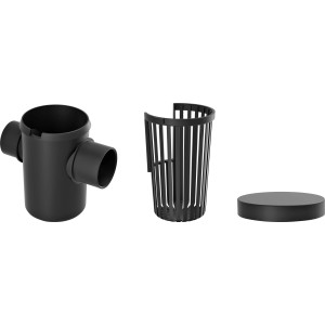 Waterform Außenfilter 3-teilig für Regentonnen, bestehend aus Deckel, Filter und Gehäuse.