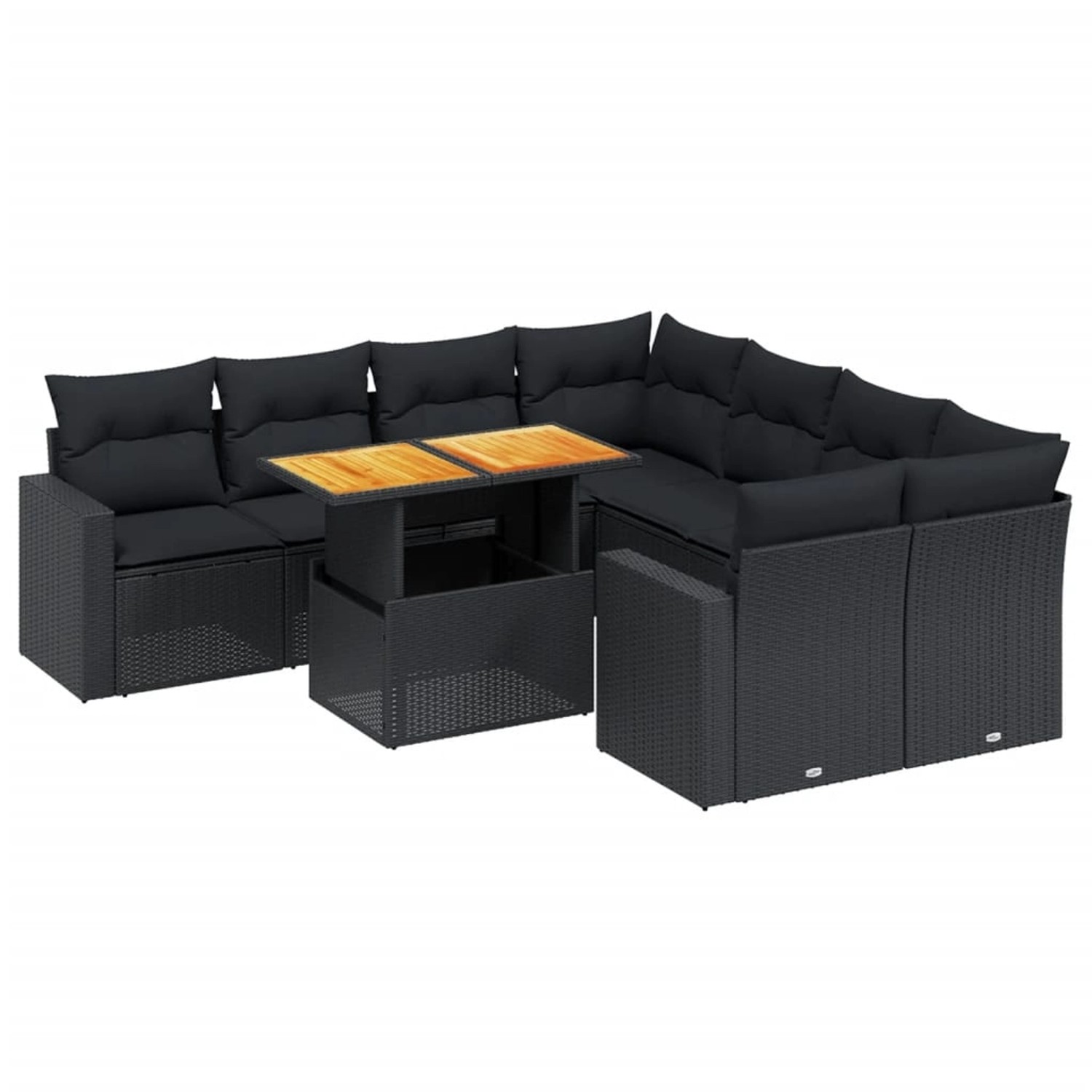 vidaXL 9-Tlg Garten-Sofagarnitur mit Kissen Schwarz Poly Rattan 3271237 günstig online kaufen