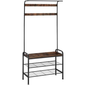 Tectake Garderobenständer Alberta Industrial Style Holz und Stahl  85 50 x 36 x 184 cm Industrial Holz Dunkel  Rustikal