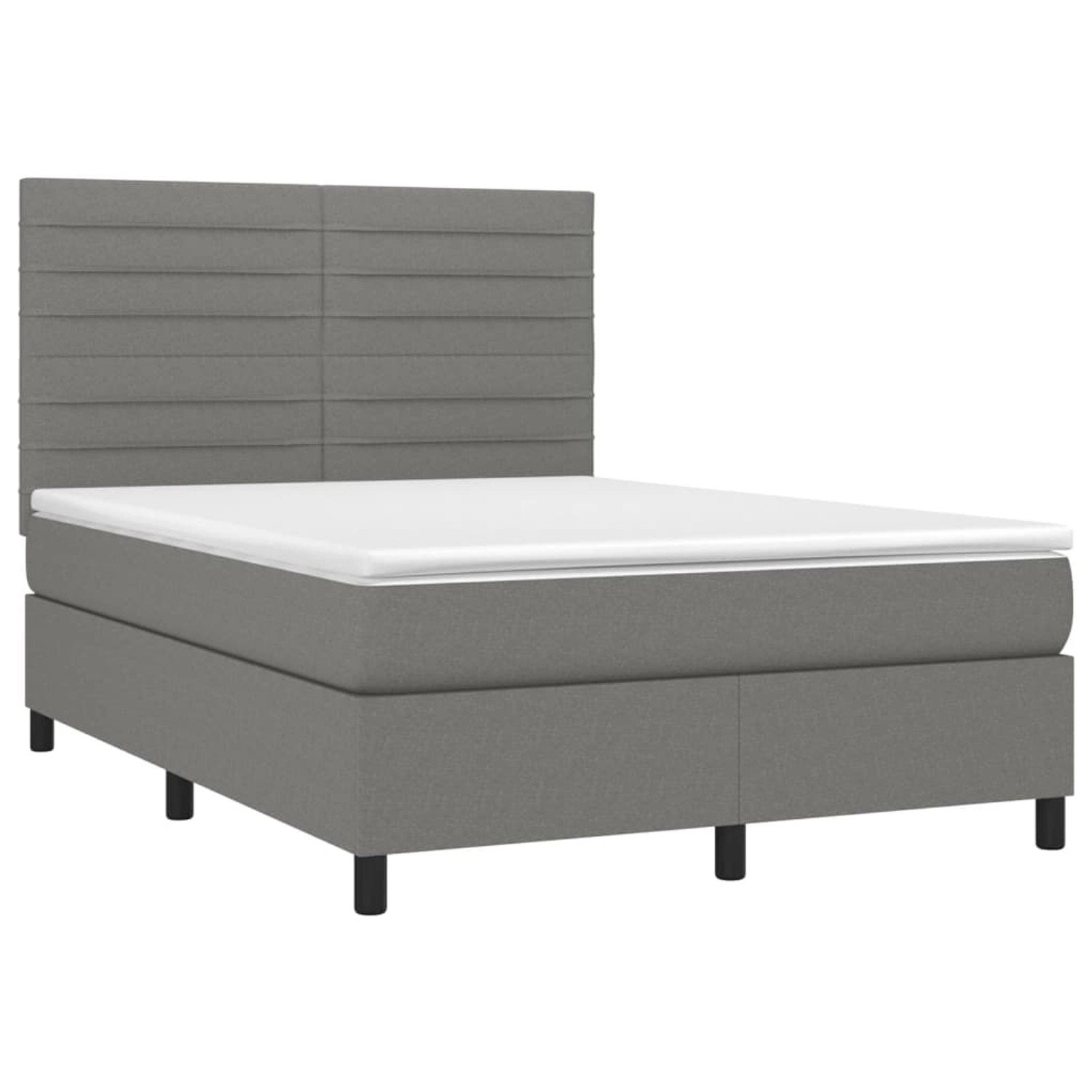 vidaXL Boxspringbett mit Matratze & LED Dunkelgrau 140x200 cm Stoff 3134958 günstig online kaufen