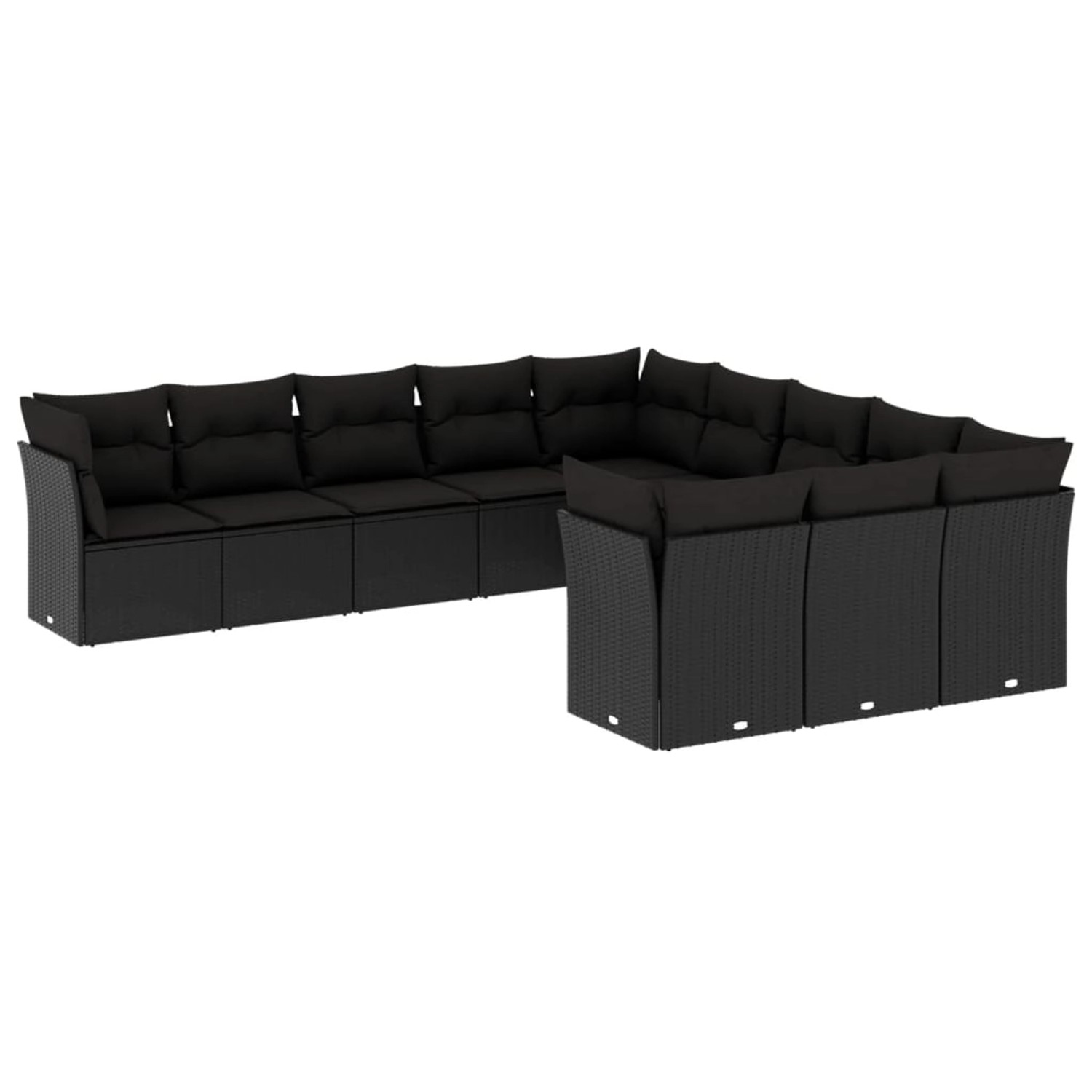vidaXL 11-Tlg Garten-Sofagarnitur mit Kissen Schwarz Poly Rattan 3218405 günstig online kaufen