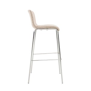 DELUKE Barhocker TENAR Stoff Creme 43x48x100cm Silber Barstuhl Mit Lehne Tresenhocker Tresenstuhl