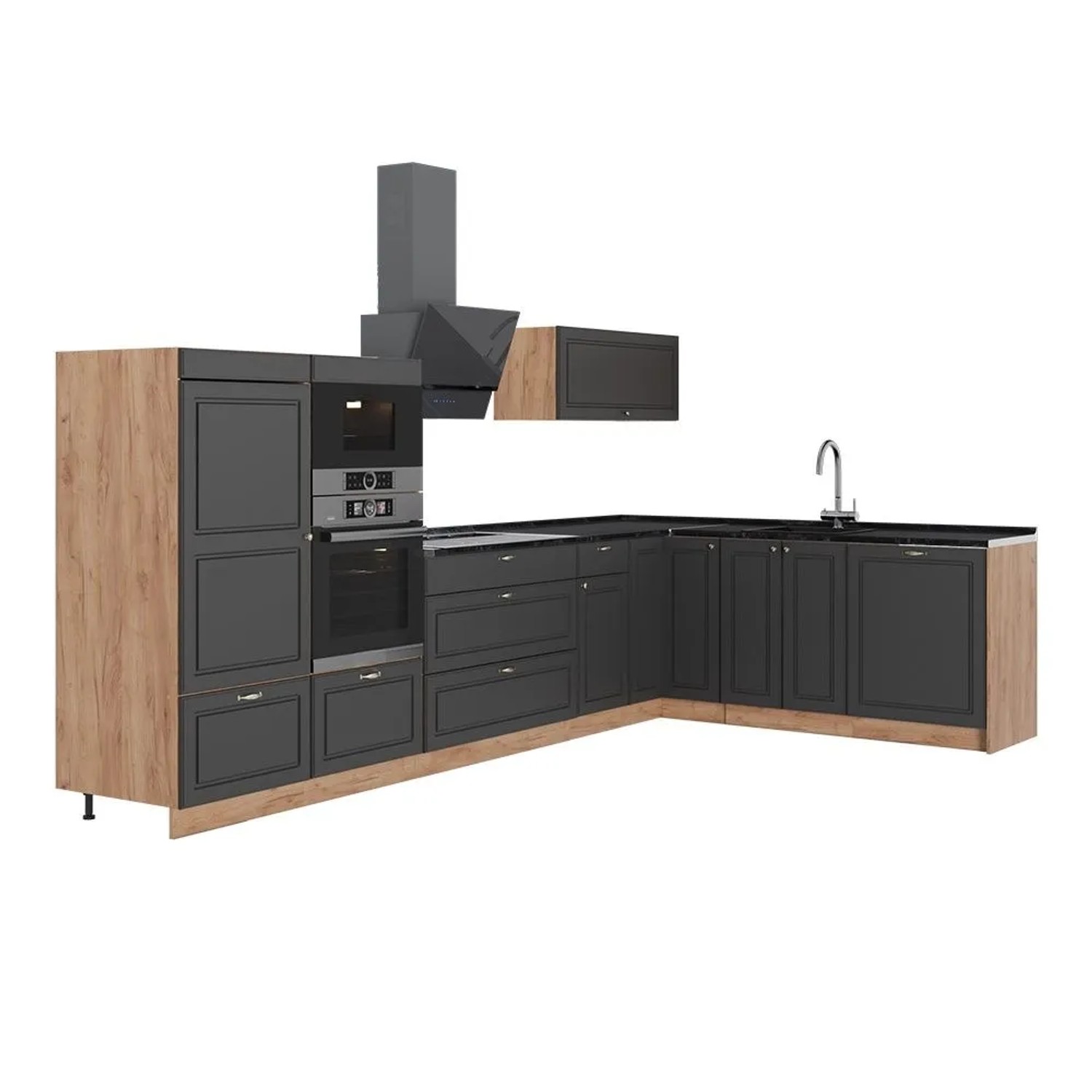 Vicco Eckküche Fame-Line Anthrazit-Gold Landhaus/Goldkraft Eiche 347 x 154 AP Anthrazit Art Nr 63589