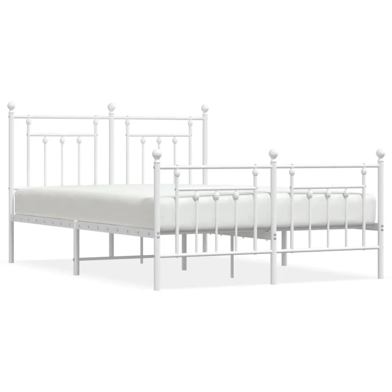 vidaXL Bettgestell mit Kopf- und Fußteil Metall Weiß 150x200 cm Modell 171847298
