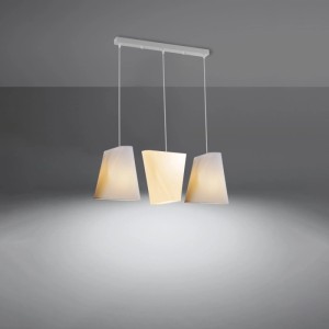 Weiße Sollux Lighting Blum 3 Pendelleuchte, moderne Lampe für Wohnzimmer und Esszimmer.