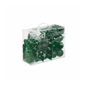 Relaxdays Weihnachtskugeln Polystyrol Dunkelgrün 100er Set mit Aufbewahrungsbox