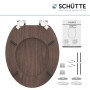 Schütte WC-Sitz Dark Wood mit Absenkautomatik und Holzkern, inklusive Befestigungsmaterial.