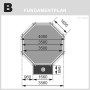 Fundamentplan für Karibu Pool Modell 1 B Set KDI mit Maßangaben.