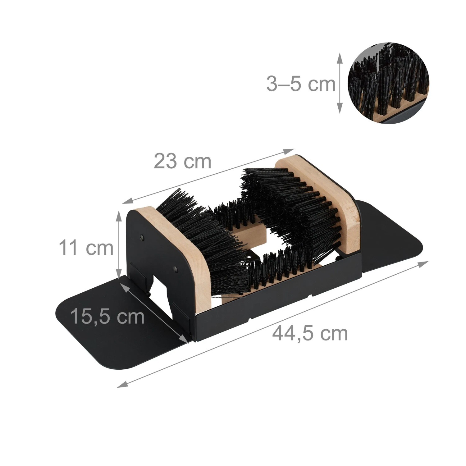 Relaxdays Schuhabstreifer Holz Schwarz Natur Rutschfest 11 cm x 23 cm x 15,5 cm 1,6 kg_4