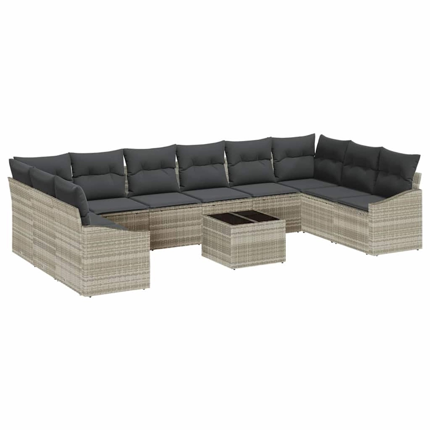 vidaXL Garten-Sofa-Set 11-Tlg Hellgrau Poly Rattan 3346912 günstig online kaufen