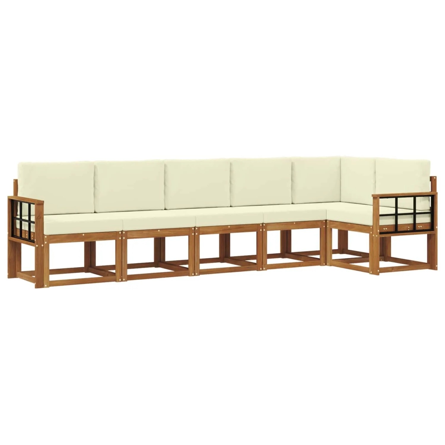 vidaXL Outdoor-Sofagarnitur mit Kissen 6 Stk Natur und Creme 3366473