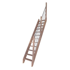 StarWood Buche Treppe mit Edelstahl-Geländer (rechts). Holztreppe für den Innenbereich.