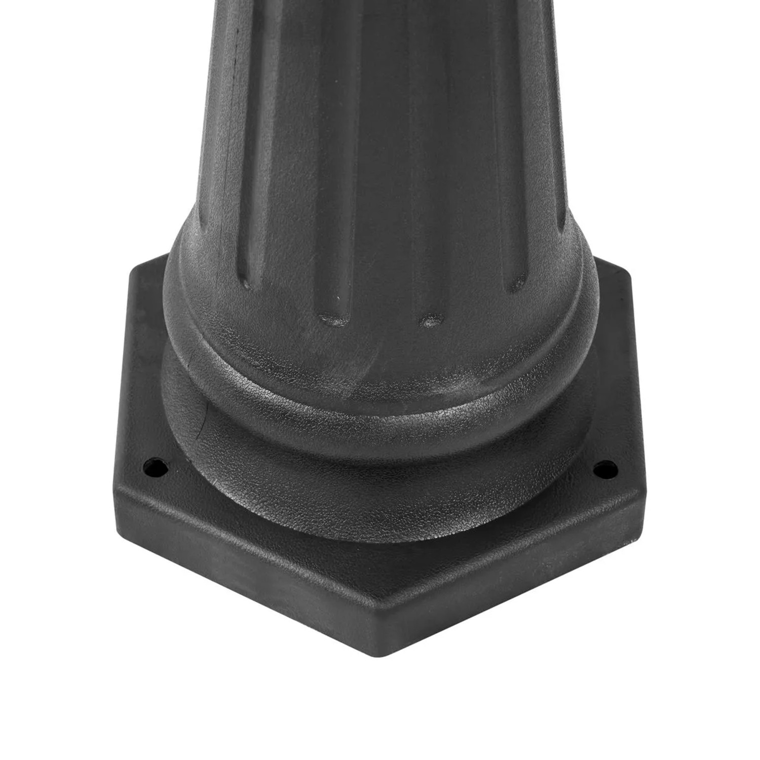 Detailaufnahme der Basis einer schwarzen QAZQA New Haven Außenleuchte.