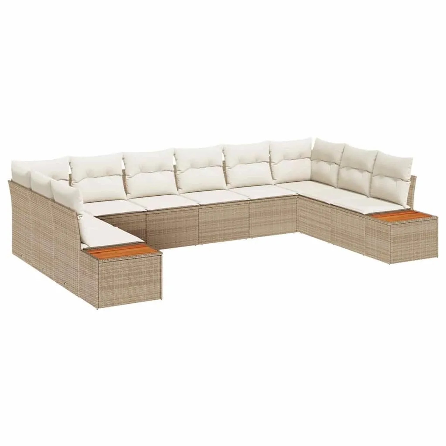 vidaXL Gartensofa-Set mit Kissen 10 Stk Beige und Creme Polyrattan 3356846