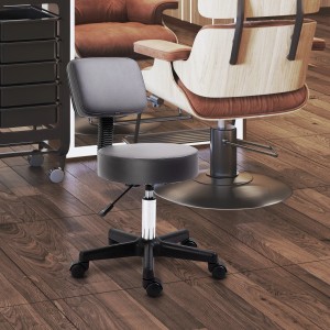 HOMCOM Rollhocker mit Lehne, höhenverstellbarer Esszimmerstuhl für Büro und Salon.