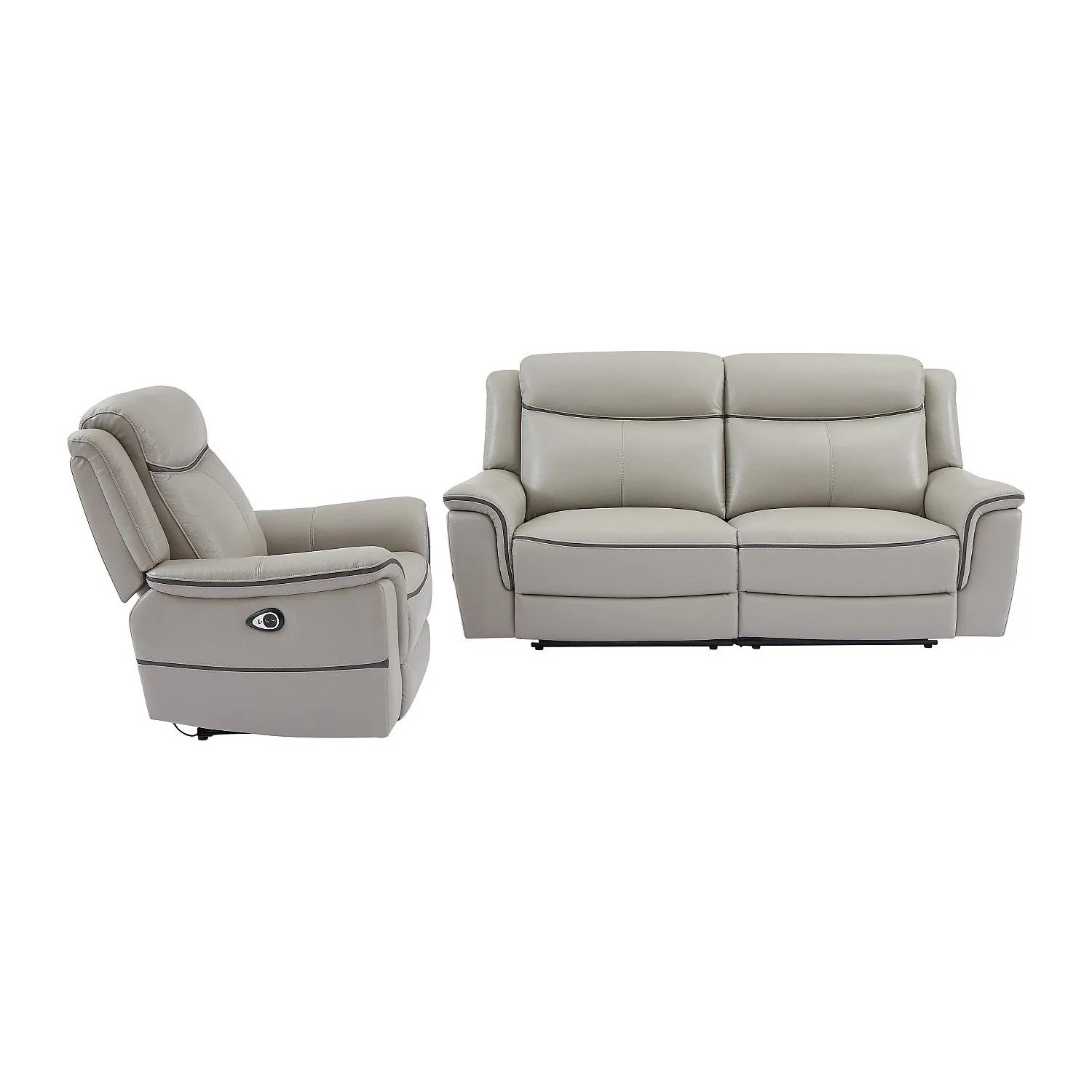 Vente-unique Couchgarnitur Mit Sessel Adelio Hellgrau 105 cm  210 cm