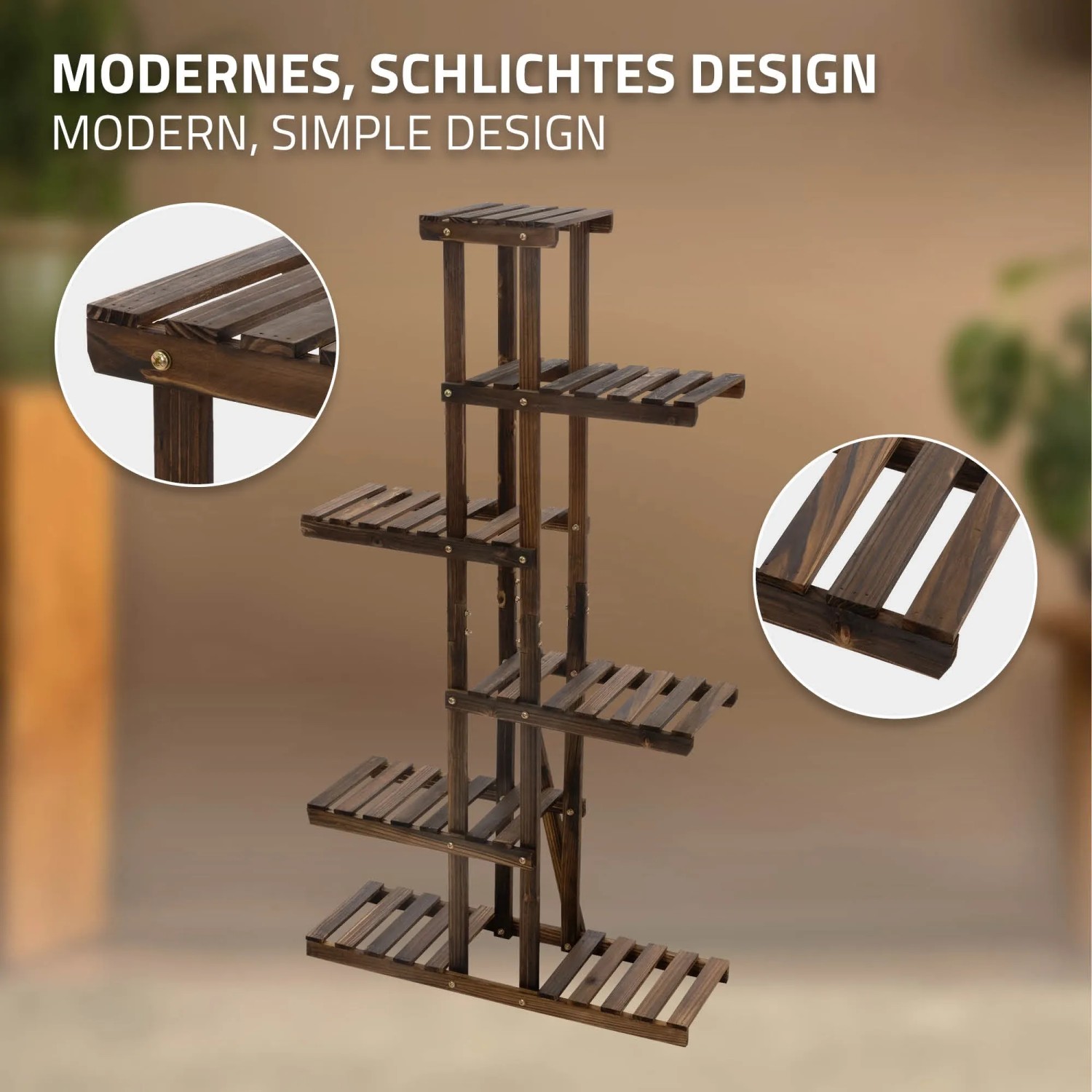 ML-Design Blumenständer Holz 75 x 27,5 x 140 cm 6 Ebenen kaufen bei OBI