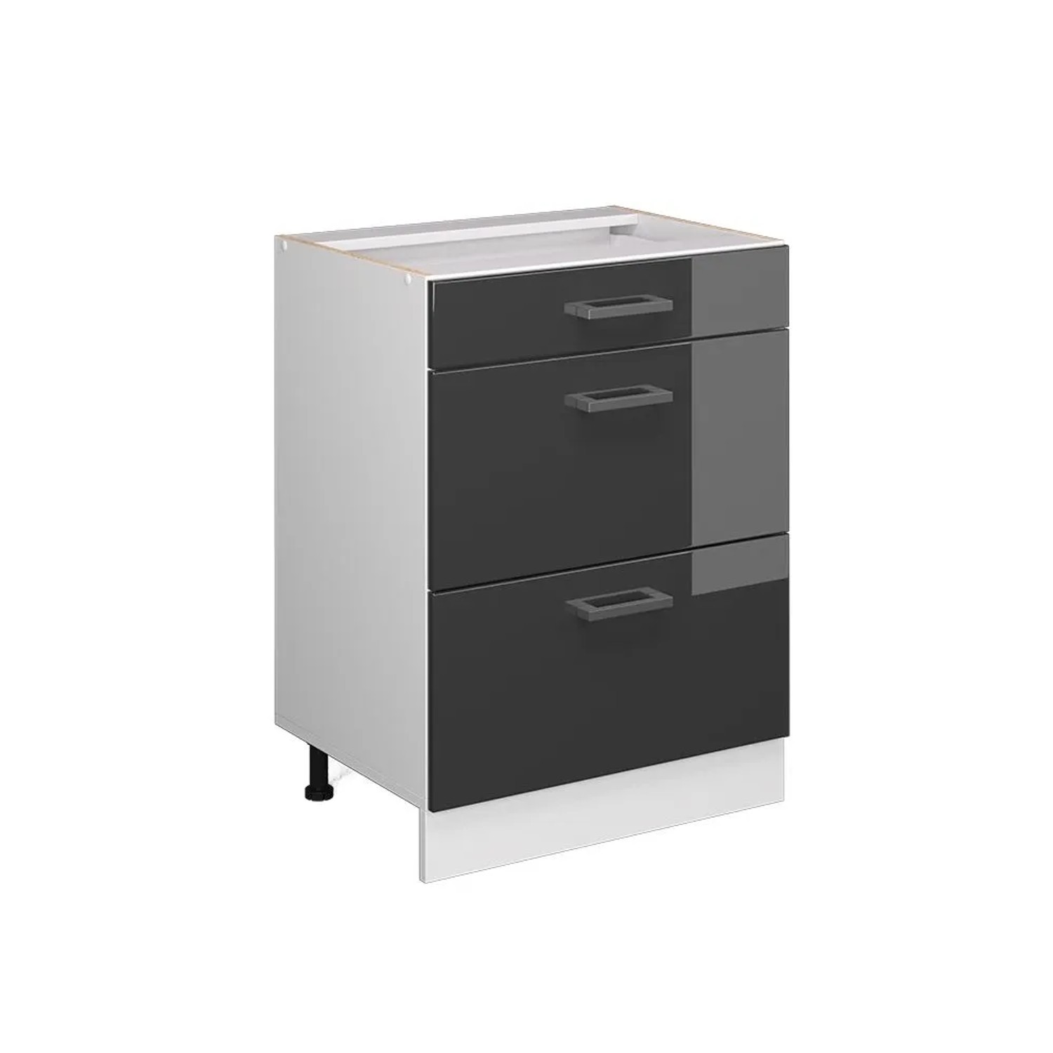 Vicco Küchenunterschrank R-Line Anthrazit Hochglanz Weiß 60 cm mit Schubladen ohne Arbeitsplatte