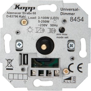 Kopp Universal Dimmer Sockel ohne Nebenstelle, geeignet für LED- und Halogenlampen.