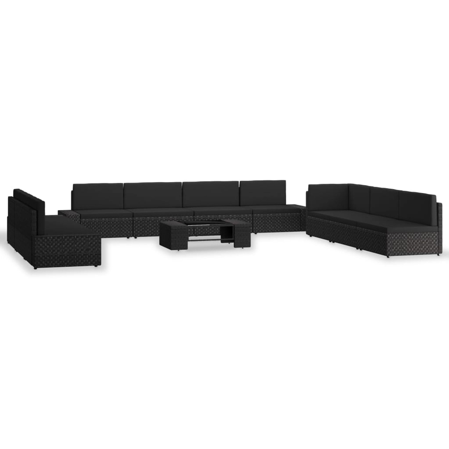 vidaXL 10-Tlg Garten-Lounge-Set Poly Rattan Schwarz 3054586