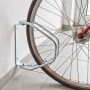 Relaxdays Fahrradwandhalterung aus silbernem Metall, schwenkbar, hält ein Fahrradrad an der Wand. Platzsparend.
