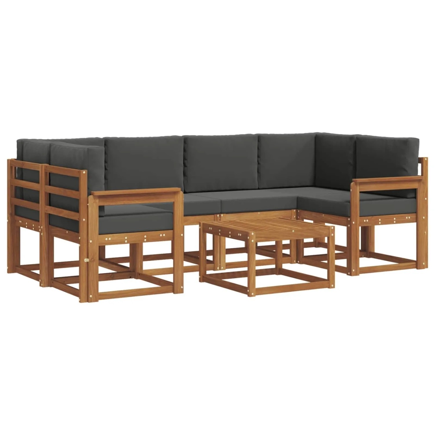 vidaXL Outdoor-Sofagarnitur mit Kissen 7-Tlg Natur und Anthrazit 3366070