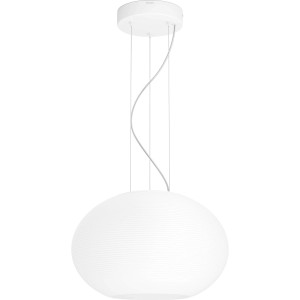 Weiße Philips Hue Flourish Pendelleuchte mit E27 Lampe für stimmungsvolles Licht.