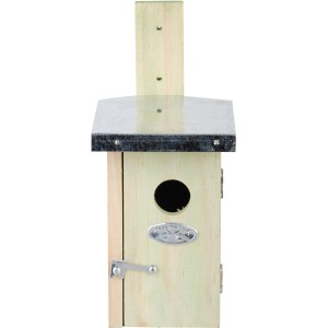 Esschert Design Nistkasten für Zaunkönige, aus hellem Holz mit Metalldach, 25x11 cm.
