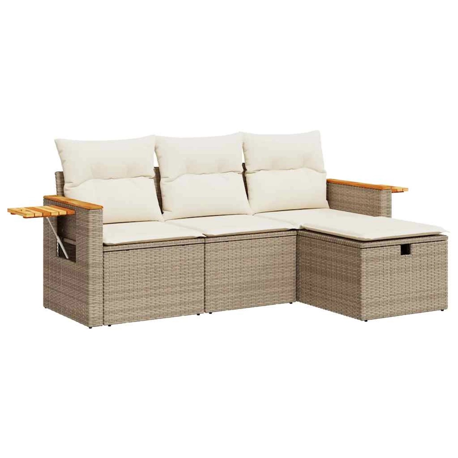 vidaXL 4-Tlg Garten-Sofagarnitur mit Kissen Beige Poly Rattan 3325950 günstig online kaufen