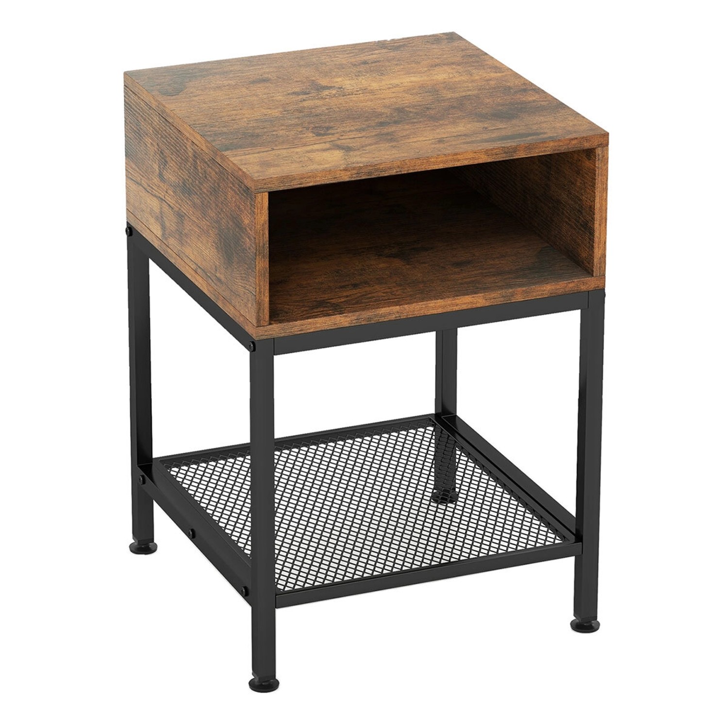 Costway Beistelltisch Im Industriedesign Nachttisch mit Stauraum Braun günstig online kaufen