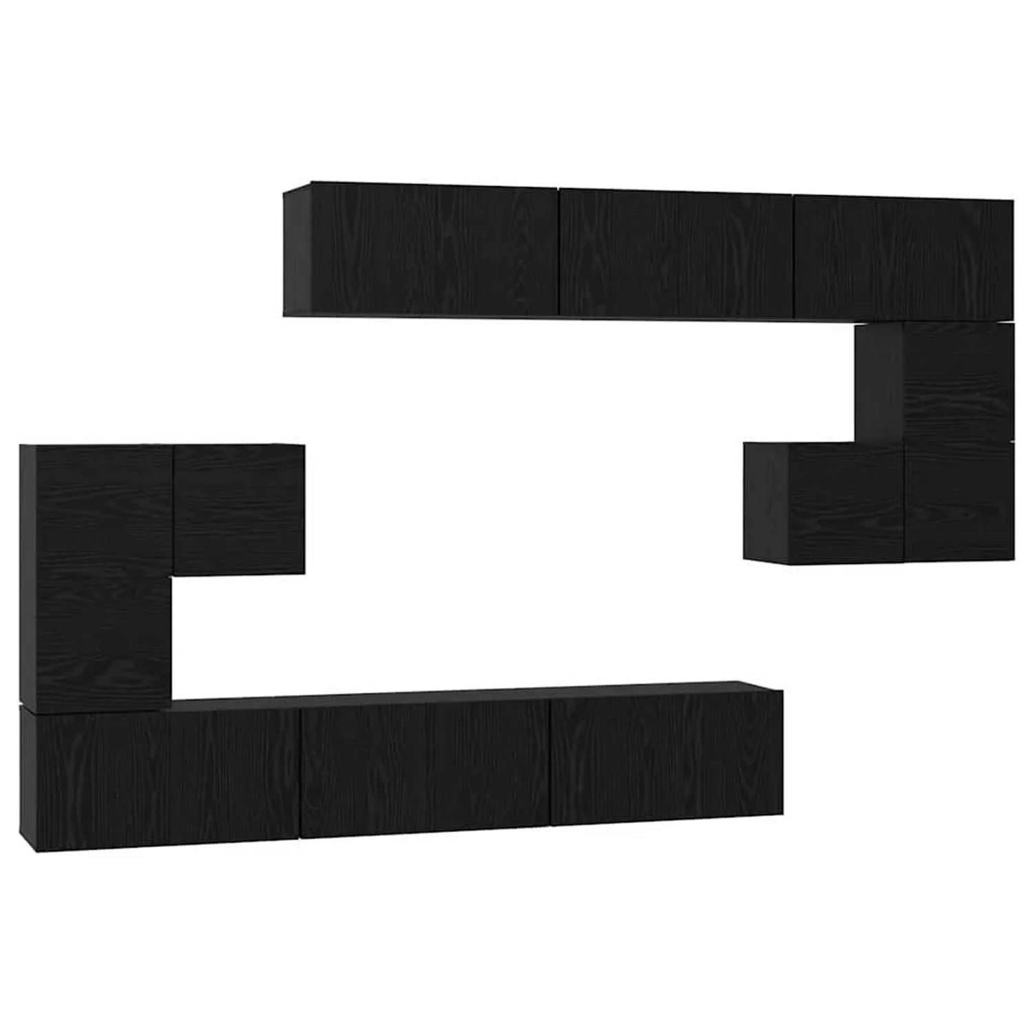 vidaXL TV-Schrankset 10-Tlg Schwarz Eichen-Optik Holzwerkstoff 3393319